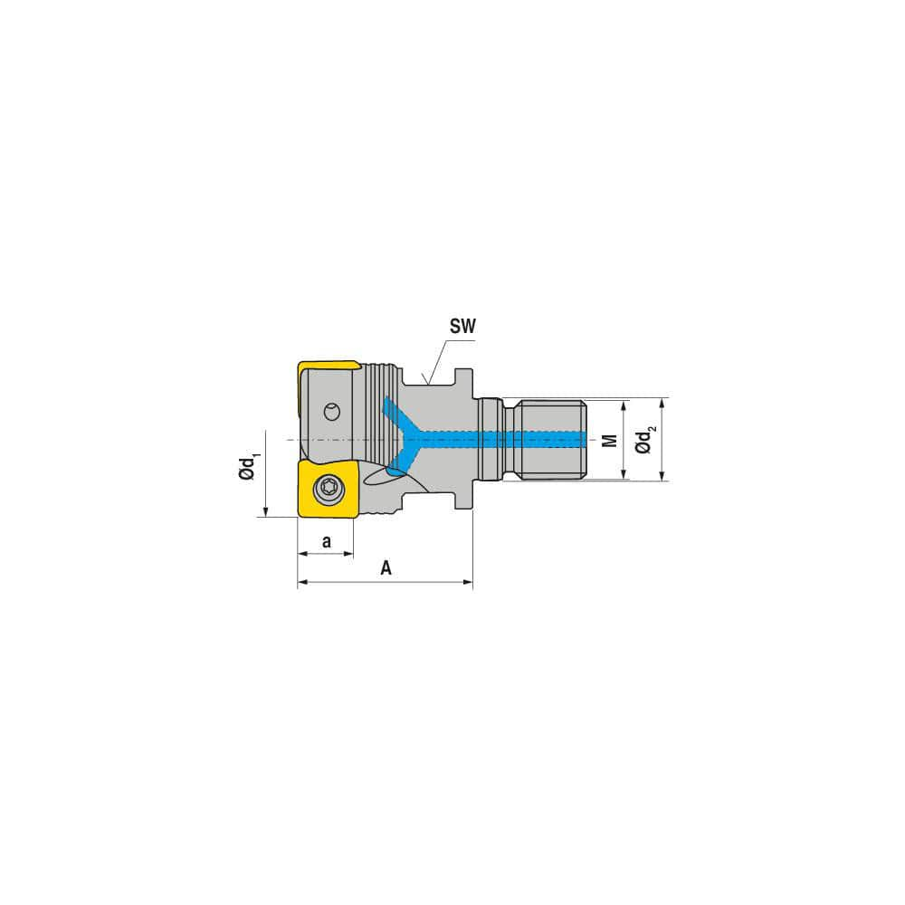 Indexable Square-Shoulder End Mill:  G491.32.R.02-12,  16.0000'' Shank Dia,  16.00 mm Modular Connection,  Modular Shank Uses  2,  Normal Pressure,  58.00 mm OAL