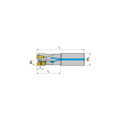 Indexable Square-Shoulder End Mill:  CHSC.0750.R.0211A150EF,  0.7500'' Cut Dia,  0.3930'' Max Depth of Cut,  0.7500'' Shank Dia,  Cylindrical Shank Uses  2,  Normal Pressure,