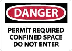 NMC - "Danger - Permit Required - Confined Space - Do Not Enter", 7" Long x 10" Wide, Aluminum Safety Sign - Rectangle, 0.04" Thick, Use for Accident Prevention - Eagle Tool & Supply