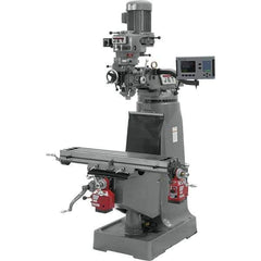 Jet - 9" Table Width x 42" Table Length, Step Pulley Control, 1 Phase Knee Milling Machine - R8 Spindle Taper, 2 hp - Eagle Tool & Supply