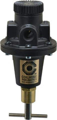 Coilhose Pneumatics - 3/8 NPT Port, 40 CFM, Cast Aluminum Tamper Proof Heavy-Duty T-Handle Regulator - 0 to 125 psi Range, 250 Max psi Supply Pressure, 1/4" Gauge Port Thread, 3" Wide x 5-1/2" High - Eagle Tool & Supply