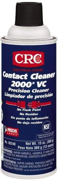 CRC - 13 Ounce Aerosol Contact Cleaner - 30,800 Volt Dielectric Strength, Nonflammable, Food Grade, Plastic Safe - Eagle Tool & Supply