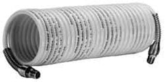 Coilhose Pneumatics - 3/4" ID, 3/4 Thread, 17' Long, Yellow Nylon Coiled & Self Storing Hose - 120 Max psi, Male Swivel x Male Swivel - Eagle Tool & Supply