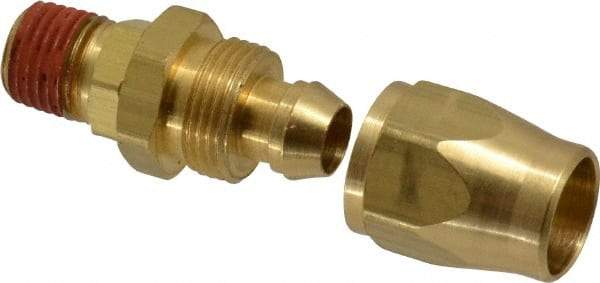 Coilhose Pneumatics - 1/4 NPT, Brass Reusable Hose Male Swivel Fitting - 3/8" Hose ID x 1/2" Hose OD - Eagle Tool & Supply