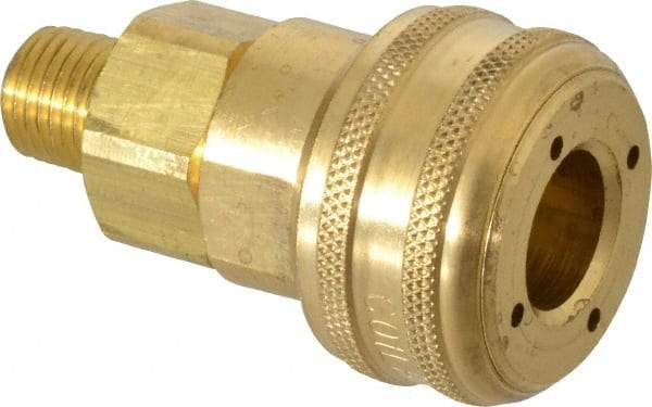 Coilhose Pneumatics - 1/4 Male NPT Industrial Pneumatic Hose Coupler - Brass, 3/8" Body Diam - Eagle Tool & Supply