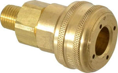 Coilhose Pneumatics - 1/4 Male NPT Industrial Pneumatic Hose Coupler - Brass, 3/8" Body Diam - Eagle Tool & Supply