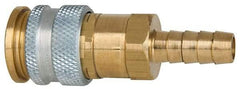 Coilhose Pneumatics - Hose Barb European High Flow Pneumatic Hose Coupler - Brass, 1/4" Body Diam, 3/8" Hose ID - Eagle Tool & Supply