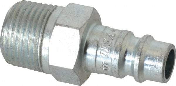 Coilhose Pneumatics - 3/8 Male NPT European High Flow Pneumatic Hose Connector - Plated Steel, 1/4" Body Diam - Eagle Tool & Supply