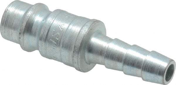 Coilhose Pneumatics - Hose Barb European High Flow Pneumatic Hose Connector - Plated Steel, 1/4" Body Diam, 1/4" Hose ID - Eagle Tool & Supply