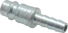 Coilhose Pneumatics - Hose Barb European High Flow Pneumatic Hose Connector - Plated Steel, 1/4" Body Diam, 1/4" Hose ID - Eagle Tool & Supply