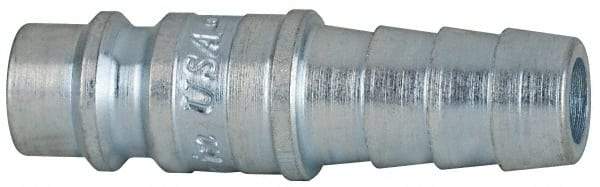 Coilhose Pneumatics - Hose Barb European High Flow Pneumatic Hose Connector - Plated Steel, 1/4" Body Diam, 3/8" Hose ID - Eagle Tool & Supply