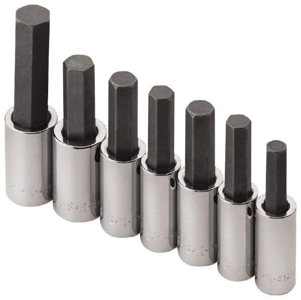 SK - 7 Piece 1/2" Drive Inch Hex Bit Socket Set - 5/16 to 3/4" Hex - Eagle Tool & Supply
