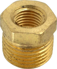 Cerro - 1/2 Male Thread x 1/4 Female Thread, Brass Industrial Pipe Hex Bushing - MNPTF x FNPTF, 1,200 psi - Eagle Tool & Supply