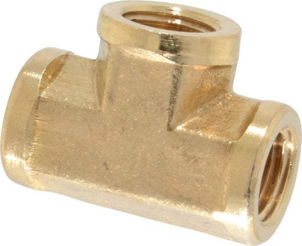 Cerro - 1/4 Female Thread, Brass Industrial Pipe Female Tee - FNPTF, 1,200 psi - Eagle Tool & Supply
