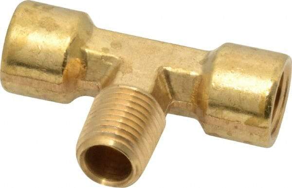 Cerro - 1/4 Male Thread x 1/4 Female Thread, Brass Industrial Pipe Male Branch Tee - MNPTF x FNPTF, 1,200 psi - Eagle Tool & Supply
