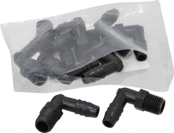 NewAge Industries - 3/8" Barb, 1/4 NPT, Multiple Barbed Tube Elbow - Polyethylene, Male - Eagle Tool & Supply