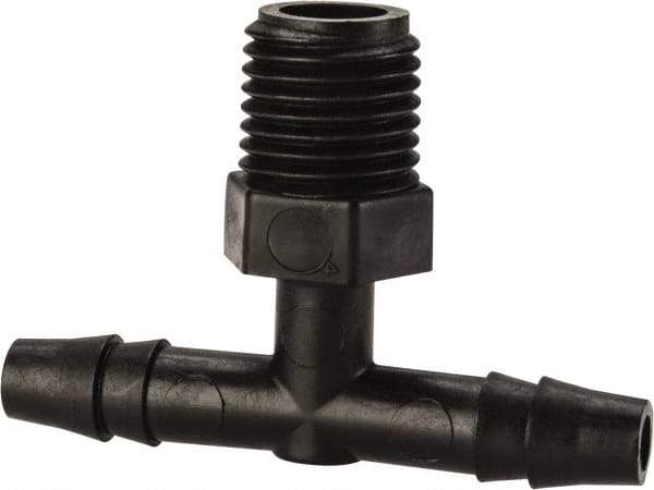 NewAge Industries - 1/4" Barb, 1/4 NPT, Multiple Barbed Tube Tee - Polyethylene, Male - Eagle Tool & Supply