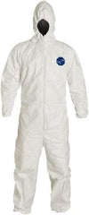 Dupont - Size 4XL Film Laminate General Purpose Coveralls - White, Zipper Closure, Elastic Cuffs, Elastic Ankles, Serged Seams - Eagle Tool & Supply