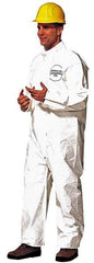 Dupont - Size 2XL Saranex Chemical Resistant Coveralls - White, Zipper Closure, Open Cuffs, Open Ankles, Bound Seams - Eagle Tool & Supply