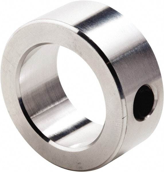 Climax Metal Products - 1-3/16" Bore, Aluminum, Set Screw Shaft Collar - 2" Outside Diam, 11/16" Wide - Eagle Tool & Supply