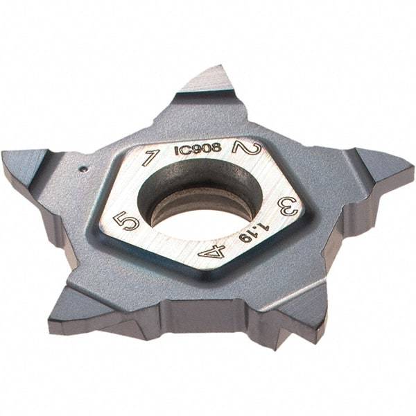Iscar - PENTA24N119 IC908 Grade, 0.0469" Cutting Width, Carbide Cutoff Insert - Neutral Lead Angle, 0.0039" Cnr Rad, TiAlN Coated - Eagle Tool & Supply