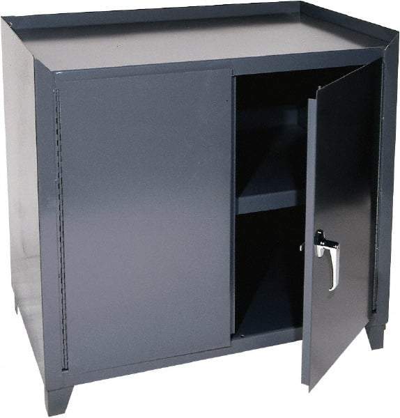 Durham - 1 Shelf Locking Storage Cabinet - Steel, 36" Wide x 24" Deep x 34-1/2" High, Gray - Eagle Tool & Supply