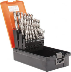 Hertel - 1/16 to 1/2", 118° Point, Bright Finish, High Speed Steel Jobber Length Drill Bit Set - Eagle Tool & Supply