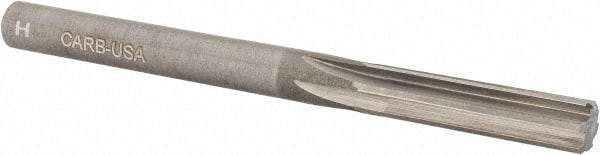 Hertel - Letter H Solid Carbide 6 Flute Chucking Reamer - Straight Flute, Straight Shank, 1-1/8" Flute Length, 3-1/4" OAL - Eagle Tool & Supply