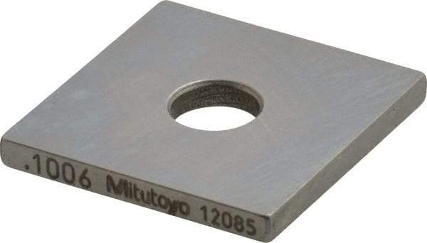 Mitutoyo - 0.1006" Square Steel Gage Block - Accuracy Grade 0, Includes Certificate of Inspection - Eagle Tool & Supply