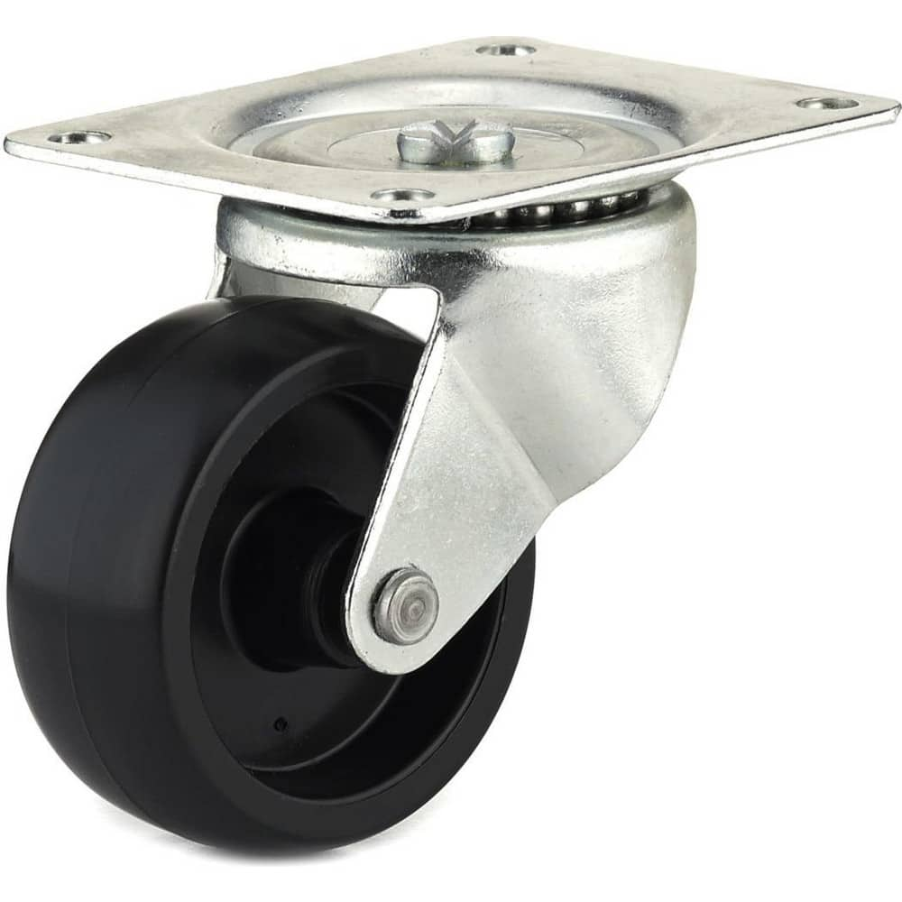 Swivel Top Plate Caster: Polypropylene, 2-15/16″ Wheel Dia, 1-1/4″ Wheel Width, 209 lb Capacity, 3-13/16″ OAH 3.125″ Plate Length, 4.13″ Plate Width, No Brake