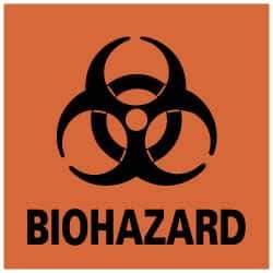 NMC - Hazardous Materials Label - Legend: BIOHAZARD, English, Black & Orange, 4" Long x 4" High, Sign Muscle Finish - Eagle Tool & Supply