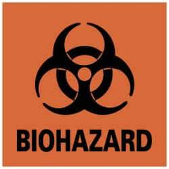 NMC - Hazardous Materials Label - Legend: BIOHAZARD, English, Black & Orange, 4" Long x 4" High, Sign Muscle Finish - Eagle Tool & Supply