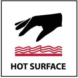NMC - "Hot Surface", 7" Long x 7" Wide, Rigid Plastic Safety Sign - Square, 0.05" Thick, Use for Hazardous Materials - Eagle Tool & Supply