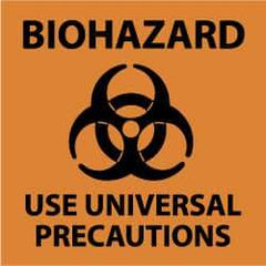 NMC - "Biohazard - Use Universal Precautions", 7" Long x 7" Wide, Rigid Plastic Safety Sign - Square, 0.05" Thick, Use for Hazardous Materials - Eagle Tool & Supply