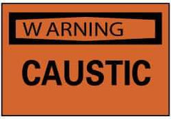 NMC - Accident Prevention Label, Header: WARNING - Legend: Warning - Caustic, English, Black & Orange, 5" Long x 3" High, Sign Muscle Finish - Eagle Tool & Supply