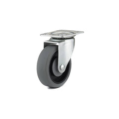 Swivel Top Plate Caster: Thermoplastic Rubber, 4″ Wheel Dia, 1-1/4″ Wheel Width, 247 lb Capacity, 4-15/16″ OAH 2.875″ Plate Length, 3.63″ Plate Width, No Brake