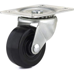 Swivel Top Plate Caster: Rubber, 2-1/2″ Wheel Dia, 1-1/16″ Wheel Width, 176 lb Capacity, 3-1/4″ OAH 3.875″ Plate Length, 2.75″ Plate Width, No Brake