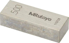 Mitutoyo - 0.5" Rectangular Steel Gage Block - Accuracy Grade AS-1, Includes Certificate of Inspection - Eagle Tool & Supply