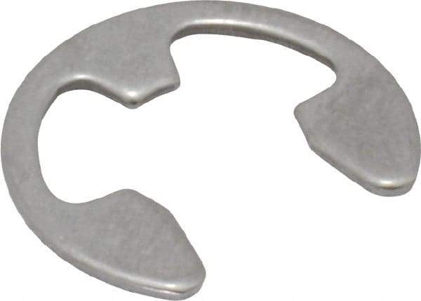 Rotor Clip - 7.7mm Groove Diam, 3/8" Shaft Diam, Passivated Stainless Steel, E Style External Retaining Rings - 0.039" Groove Width, 0.036" Groove Depth, 0.035" Ring Thickness, Grade 15-7 Grade 632 - Eagle Tool & Supply