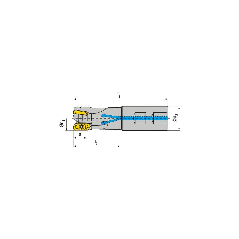 Indexable Square-Shoulder End Mill:  CHSC.20.R.03-11-B-32,  20.0000'' Shank Dia,  Weldon Flat Shank Uses  3,  Normal Pressure,  84.00 mm OAL