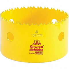 Starrett - 4" Diam, 2" Cutting Depth, Hole Saw - High Speed Steel Saw, Toothed Edge - Eagle Tool & Supply