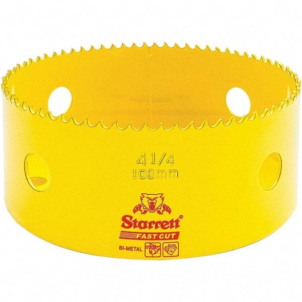 Starrett - 4-1/4" Diam, 1-5/8" Cutting Depth, Hole Saw - High Speed Steel Saw, Toothed Edge - Eagle Tool & Supply