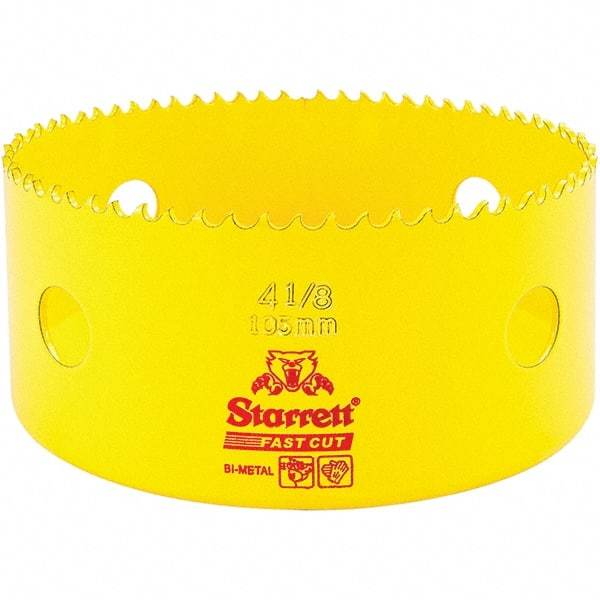 Starrett - 4-1/8" Diam, 1-5/8" Cutting Depth, Hole Saw - High Speed Steel Saw, Toothed Edge - Eagle Tool & Supply