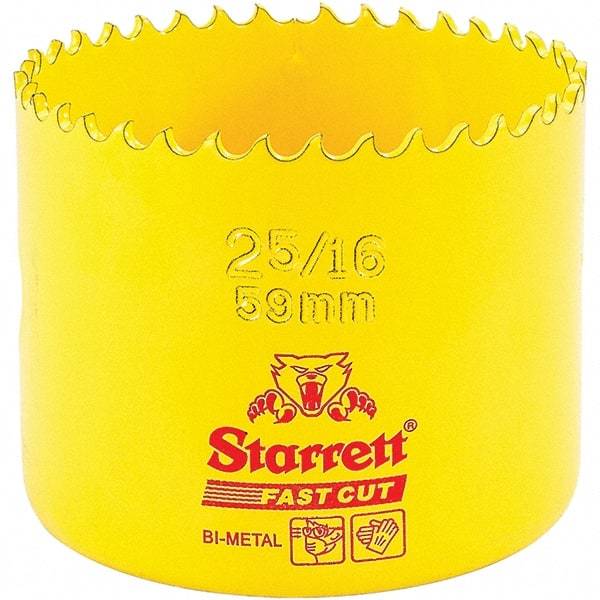 Starrett - 2-5/16" Diam, 1-5/8" Cutting Depth, Hole Saw - High Speed Steel Saw, Toothed Edge - Eagle Tool & Supply