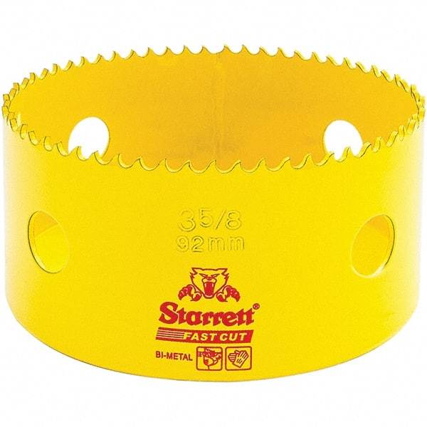 Starrett - 3-5/8" Diam, 1-5/8" Cutting Depth, Hole Saw - High Speed Steel Saw, Toothed Edge - Eagle Tool & Supply