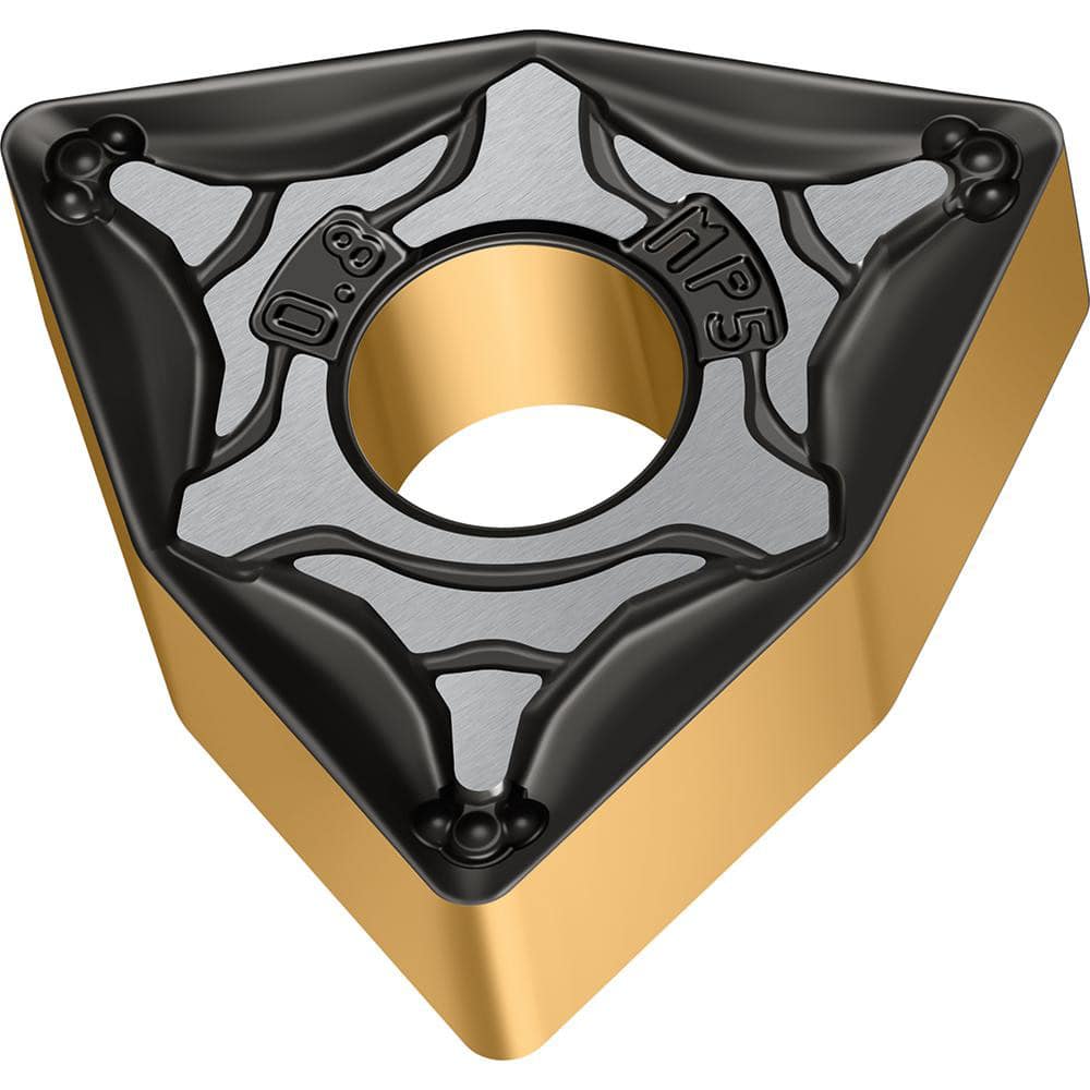 Turning Insert:  WNMG542-MP5 WPP10G,  Solid Carbide TiCN, Al2O3 & TiN Finish,  Neutral,  0.4280″ Long,  5/8″ Inscribed Circle,  0.0310″ Corner Radius,  80.0 &deg N/A Trigon,  Series  WNMG-MP5