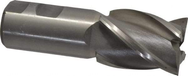 Interstate - 1-1/2", 2" LOC, 1-1/4" Shank Diam, 4-1/2" OAL, 4 Flute, High Speed Steel Square End Mill - Single End, Uncoated, Spiral Flute, 30° Helix, Right Hand Cut, Right Hand Flute - Eagle Tool & Supply