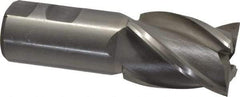 Interstate - 1-1/2", 2" LOC, 1-1/4" Shank Diam, 4-1/2" OAL, 4 Flute, High Speed Steel Square End Mill - Single End, Uncoated, Spiral Flute, 30° Helix, Right Hand Cut, Right Hand Flute - Eagle Tool & Supply
