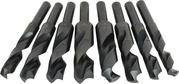 Interstate - 9/16 to 1", 118° Point, Oxide Finish, High Speed Steel Reduced Shank Drill Bit Set - Eagle Tool & Supply