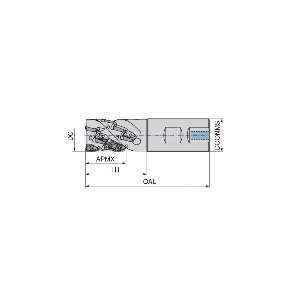 Indexable Square-Shoulder End Mill:  C211.40.R.03KN411B3250,  32.0000'' Shank Dia,  Weldon Flat Shank Uses  12,  Normal Pressure,  111.00 mm OAL